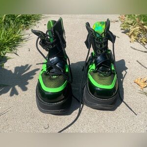 Green Demonia Platform Boot Shoes